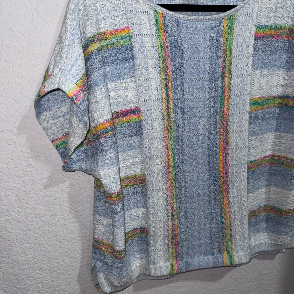 Tribal Jeans Neon Rainbow Knit Top Medium - Picture 4 of 6